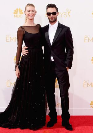 Behati Prinsloo and Adam Levine - Emmys 2014 red carpet photos.jpg